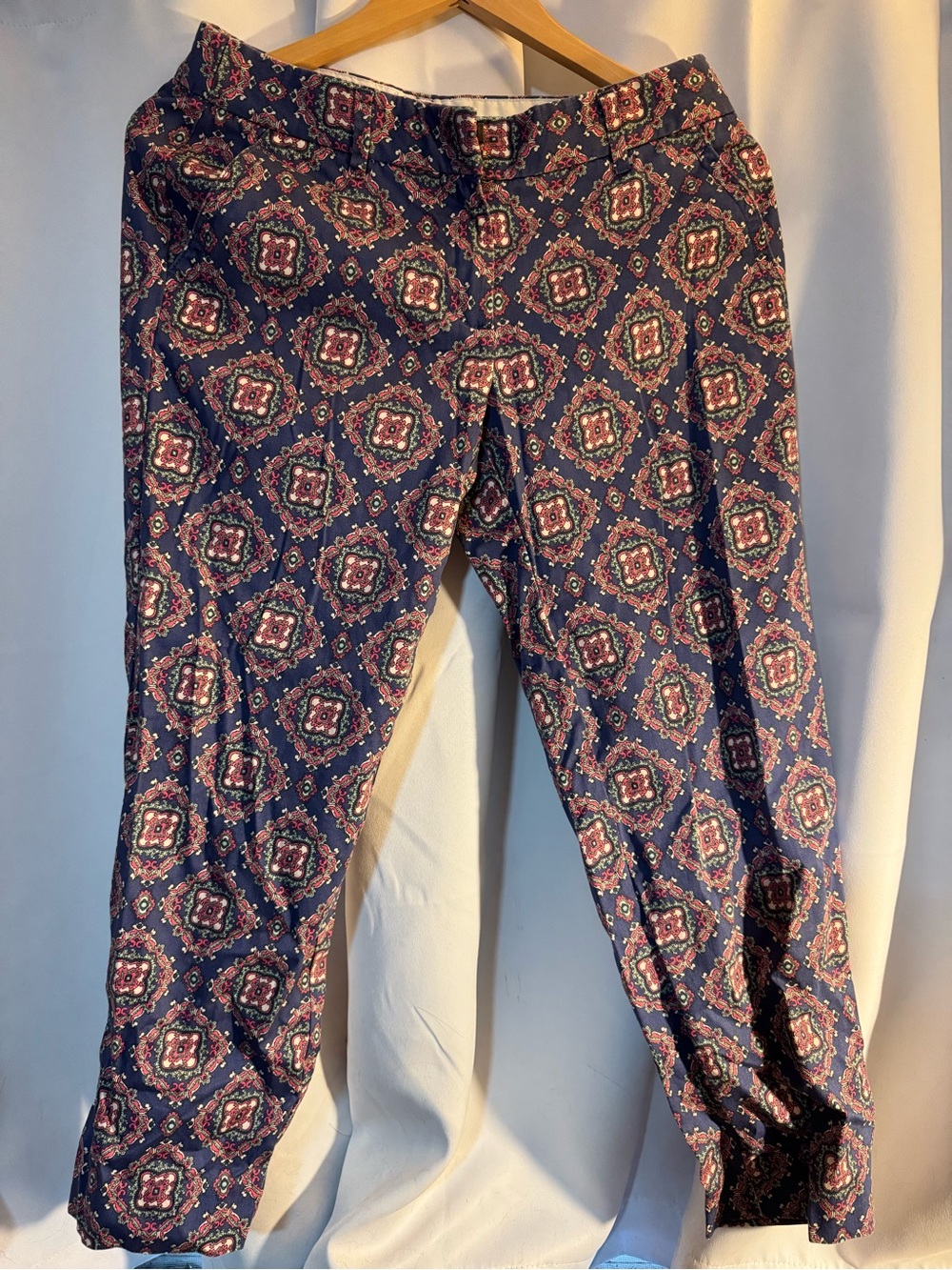 J. Crew Navy Blue Printed “City-Fit” Capris